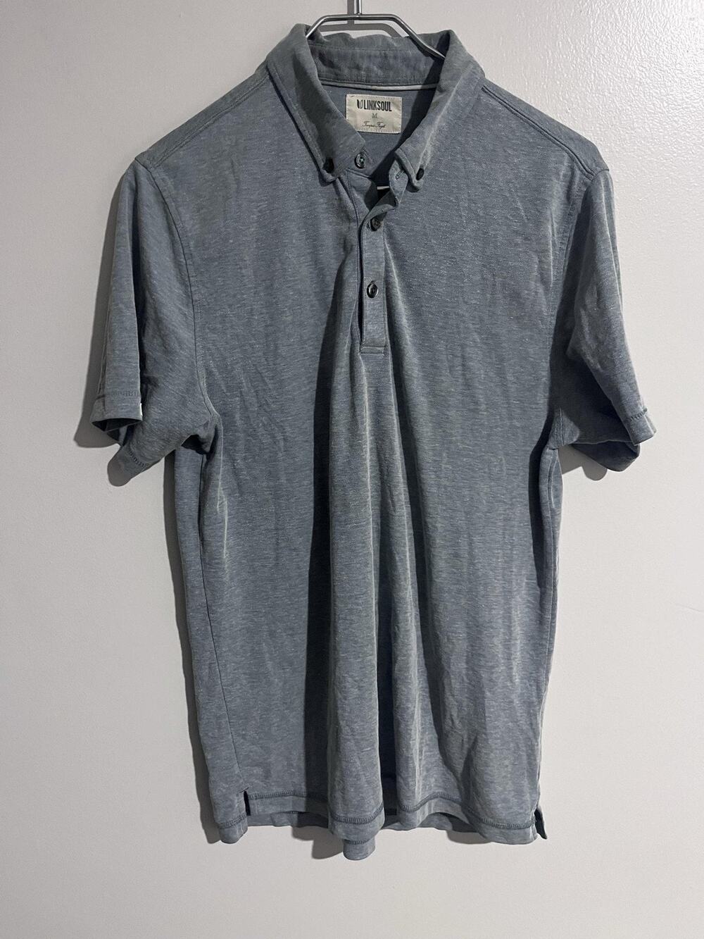 Linksoul Polo Shirt Mens M Gray Collared Short Sleeve Tempus Fugit Golf